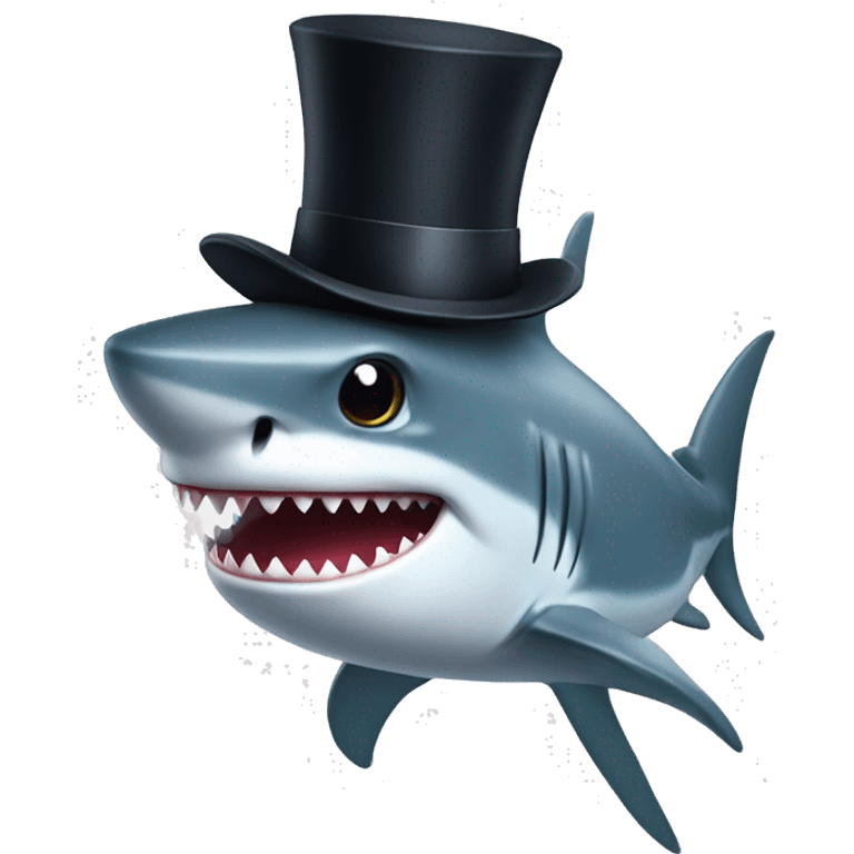 Shark with a top hat emoji