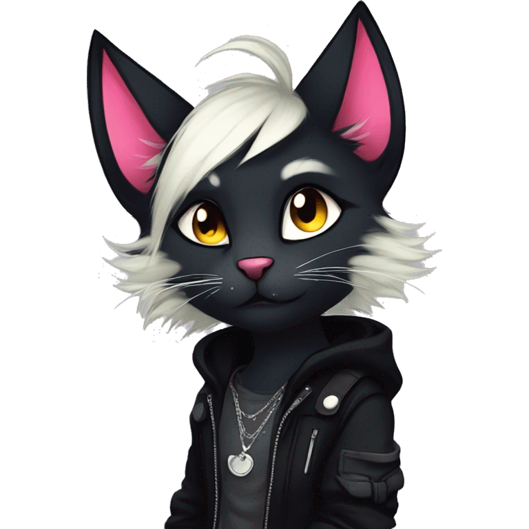 Edgy sharp anthro punk black cat furry by Falvie, LiLaiRa, griffsnuff, AngieWolf emoji