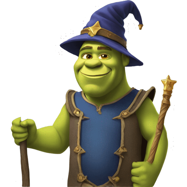 Shrek with wizard wand  emoji