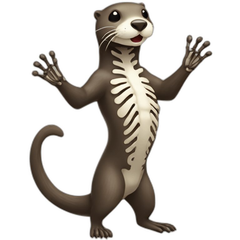 Otter hi-fiving skeleton emoji