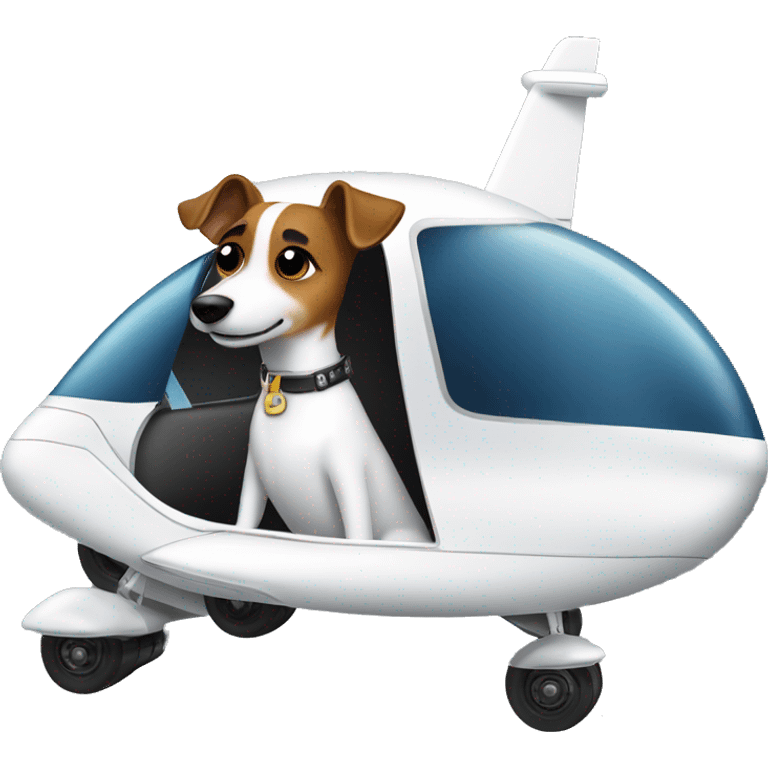 a jack russel driving a private jet emoji