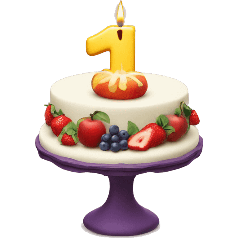 '10' birthday candle on fruits cake emoji