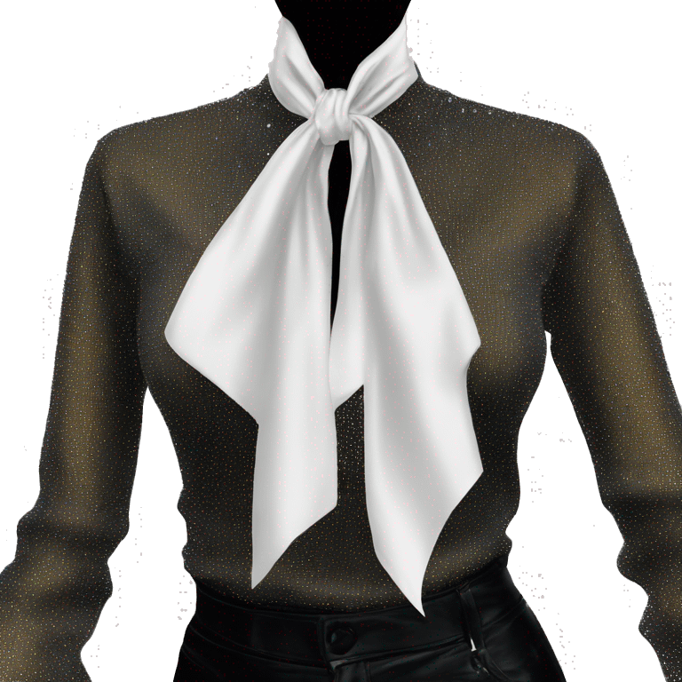 RHINESTONE-EMBELLISHED TIE-NECK BLOUSE emoji