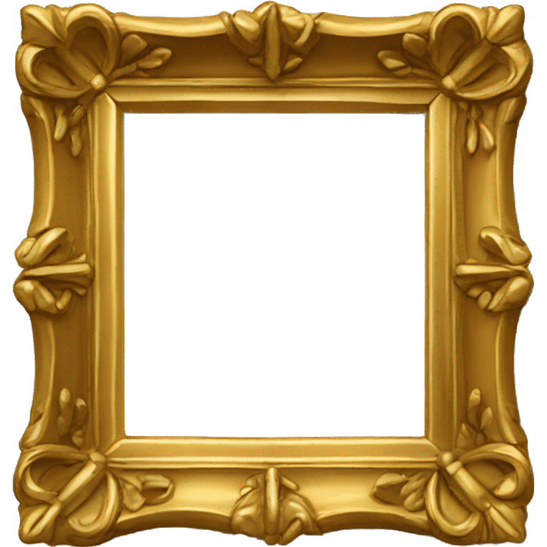 An empty golden art frame, decorated  emoji