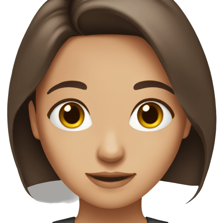 brunette girl brown eyes middle part emoji