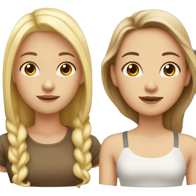 Girl with brown hair and girl with blonde hair emoji