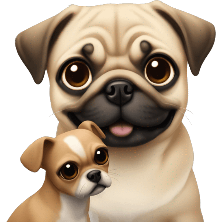 pug playing with chihuahua brown black color emoji