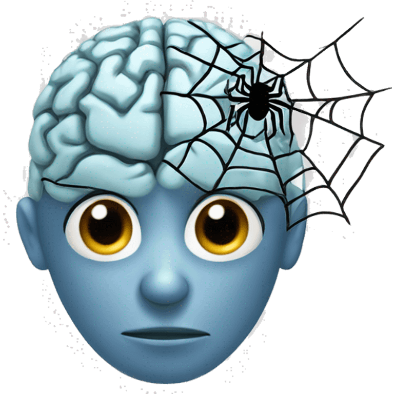 Brain head with spider web emoji