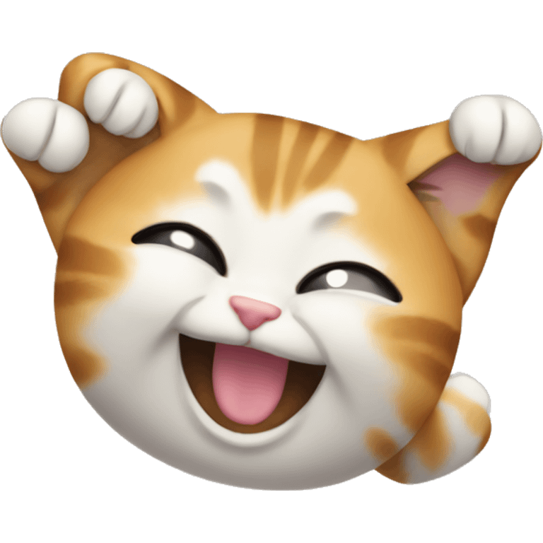 Cat on its back with paws up emoji