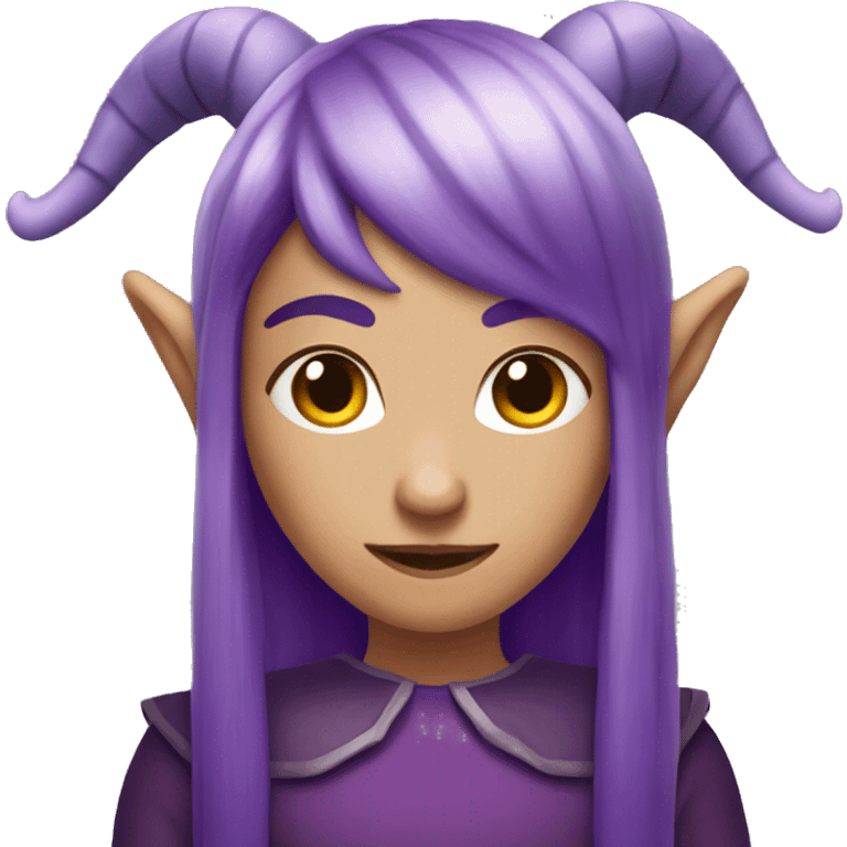 purple haired elf with purple horns emoji