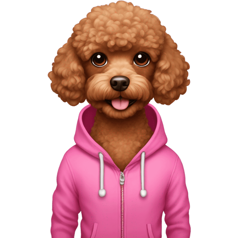 Brown toy-poodle in pink hoodie  emoji