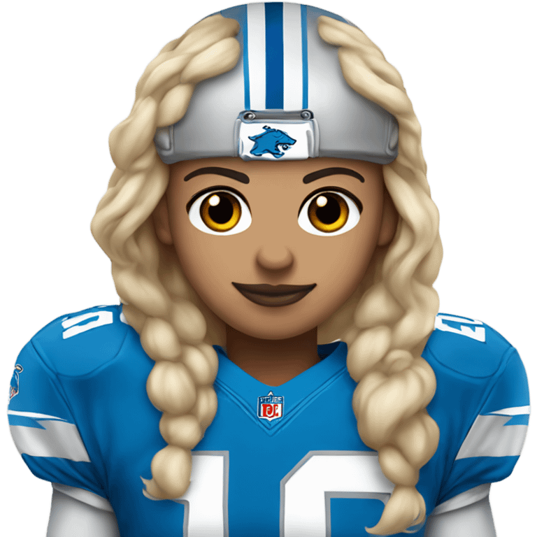 Dirty blonde white 17 year old in Detroit lions jersey  emoji