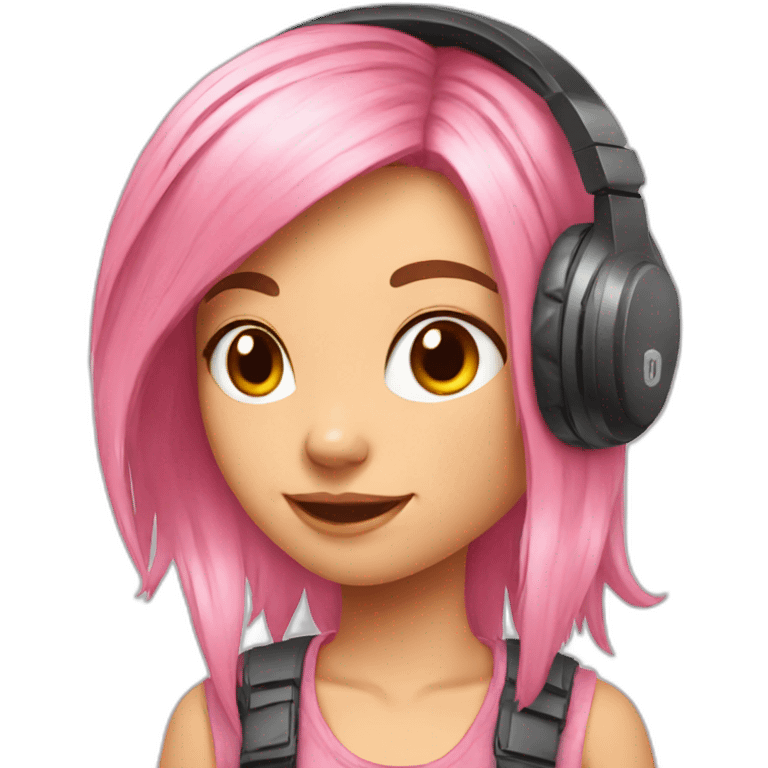 pink hair gamer girl with kitty headphones emoji