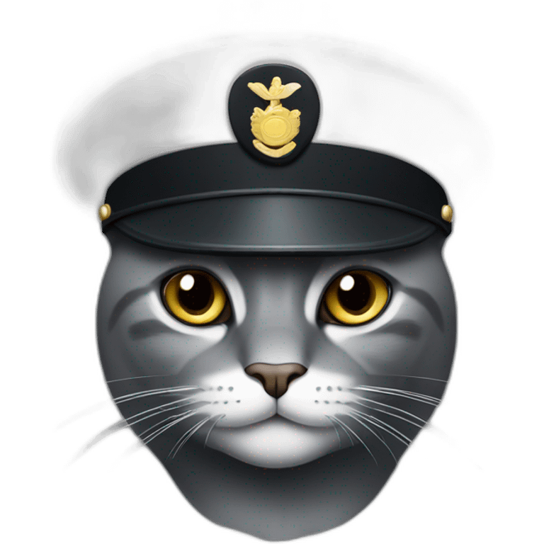 dark-gray-cat-with-white-forehead-and-military-hat emoji