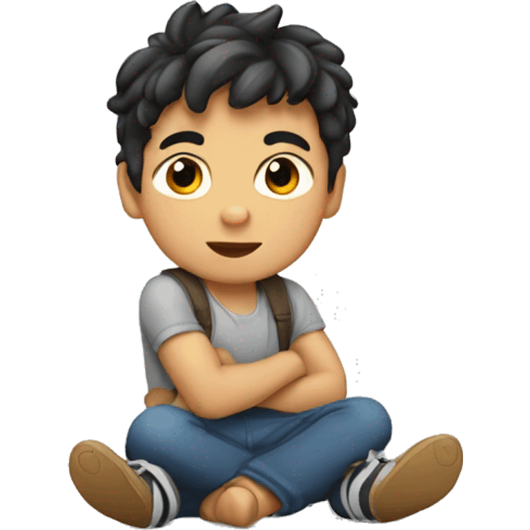 niño moreno con tupe emoji