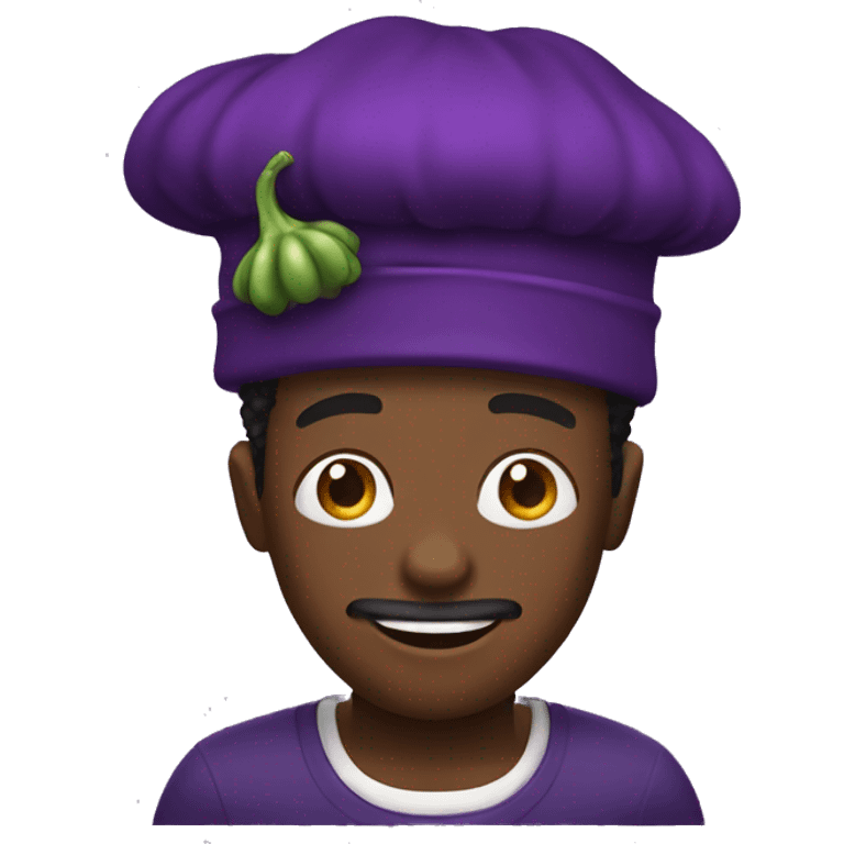 Black guy with eggplant hat emoji