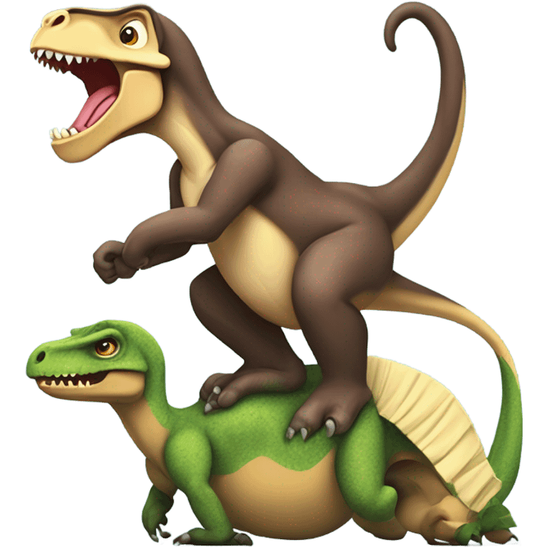 monkey riding a trex emoji