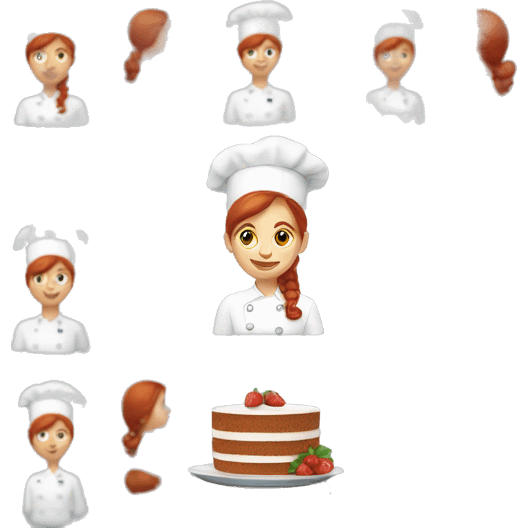 A redhead pastry chef making a cake emoji