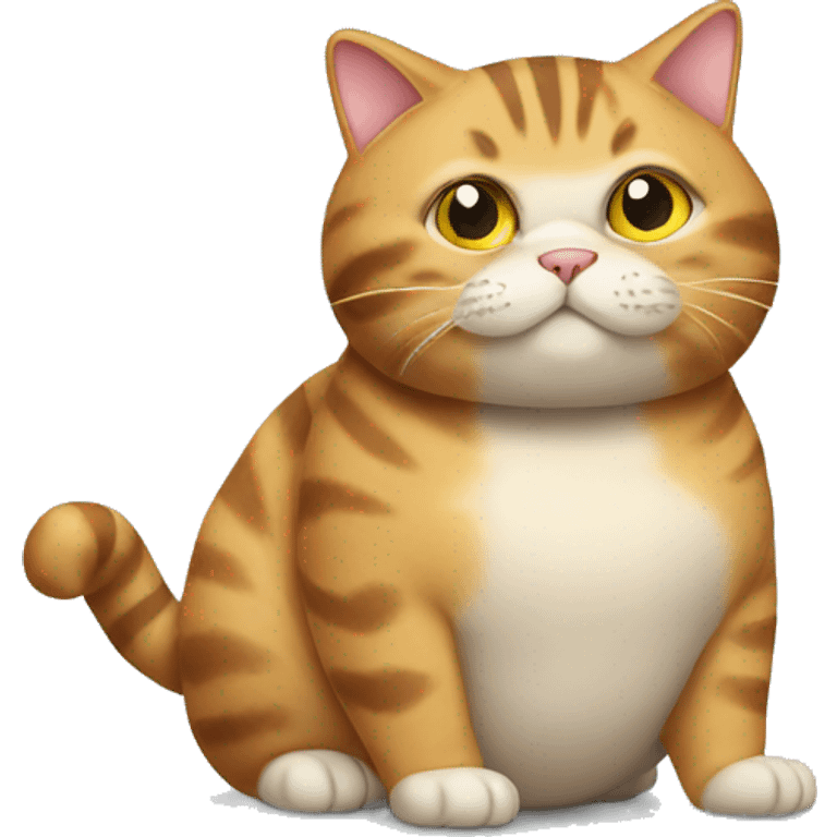 Fat tabby cat showing belly emoji