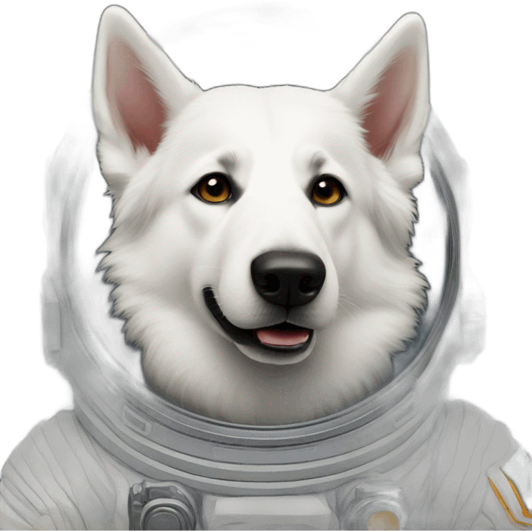 White shepherd in space emoji