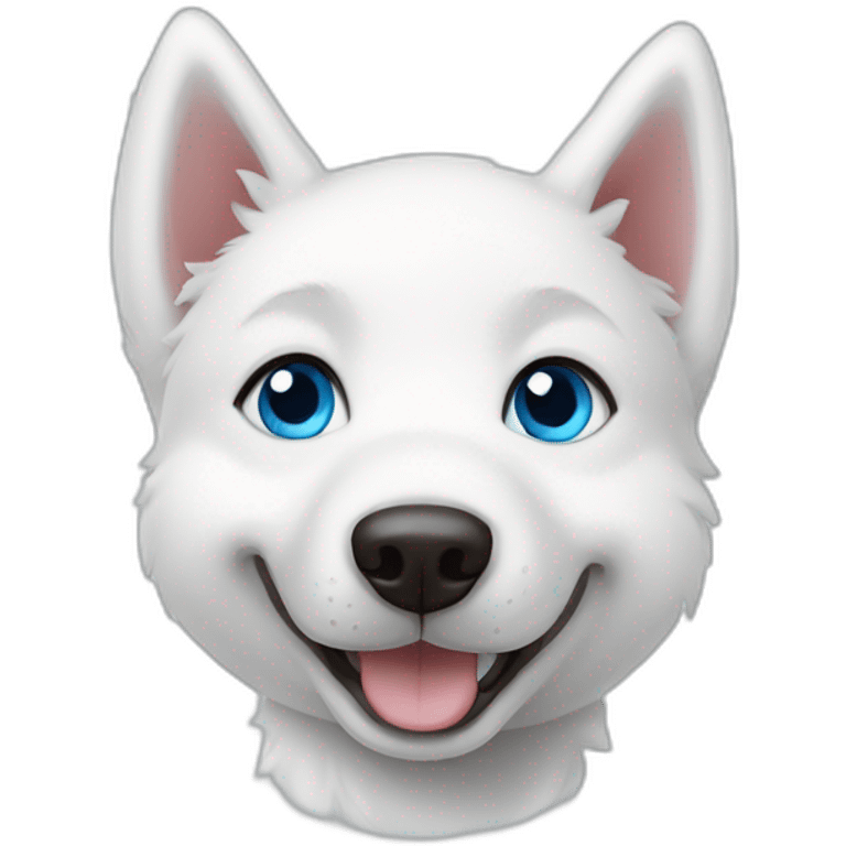 Happy white husky puppy blue eyes emoji