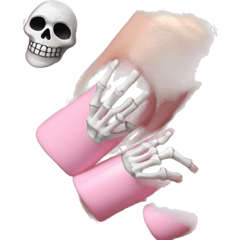 Skeleton hands bones with pink polish nails  emoji