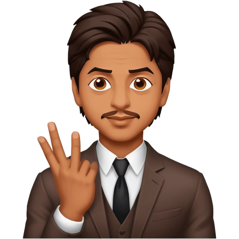 Cinematic Realistic Shah Rukh Khan Pop Culture Emoji, showcasing the charismatic charm of the Bollywood superstar rendered with lifelike detail and captivating lighting. emoji