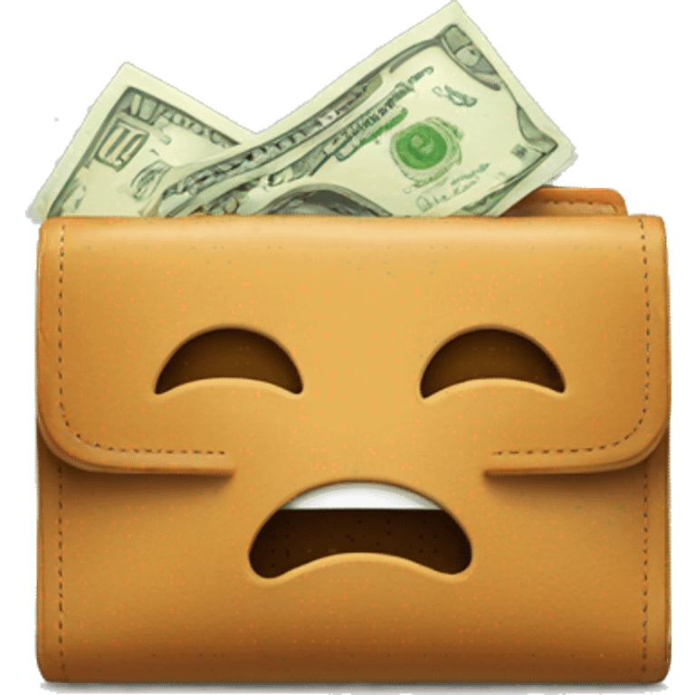 full of money wallet with happy emotion emoji