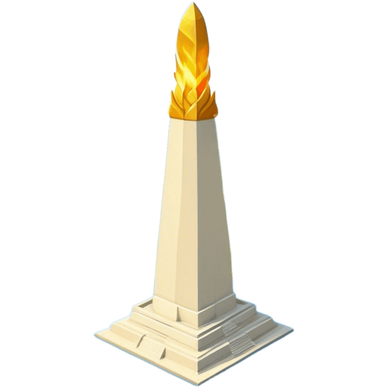 Cinematic Realistic Monas Landmark Emoji, showcasing the National Monument in Jakarta, a towering obelisk with a golden flame, set within a lush park under a clear, radiant sky. emoji