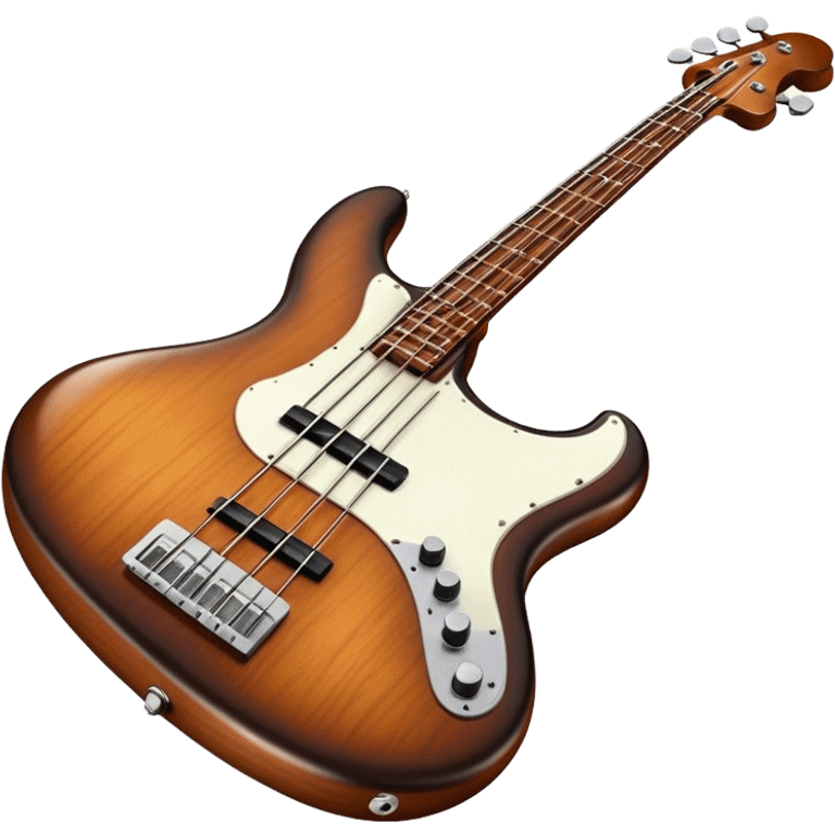 Cinematic Realistic Bass, deep polished wood with rich grain, thick taut strings stretching across its curved body, subtle warm lighting emphasizing its form, glowing with depth and powerful musical resonance. emoji