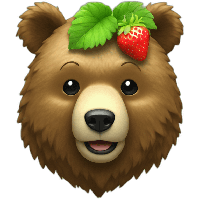 bear with a strawberry texture with small yellow points and a green plant hat emoji