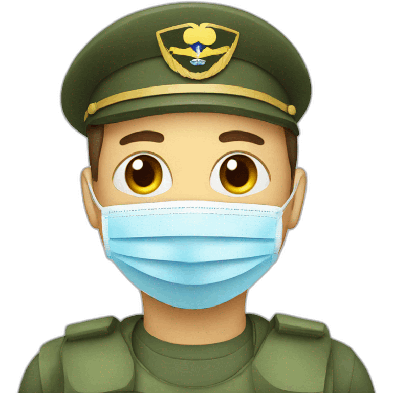 a military face in a Medical masks emoji