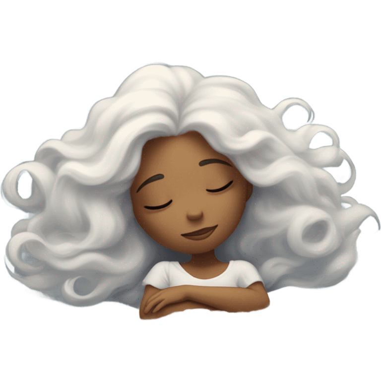 Girl dreaming on a cloud emoji