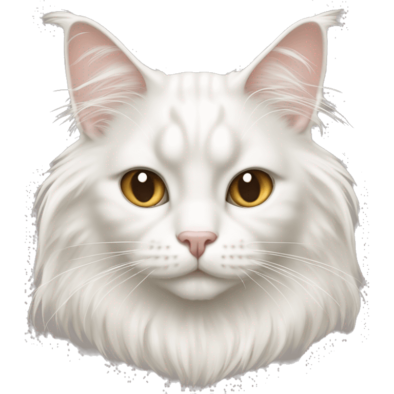 white maine coon cat with beige hearts instead of eyes emoji