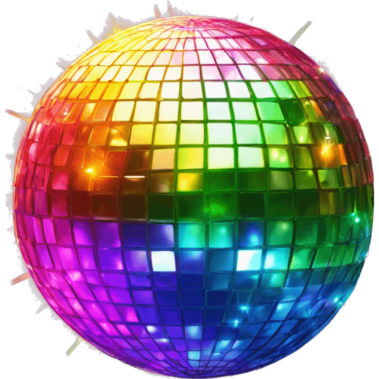 sparkling disco ball reflecting rainbow light. emoji