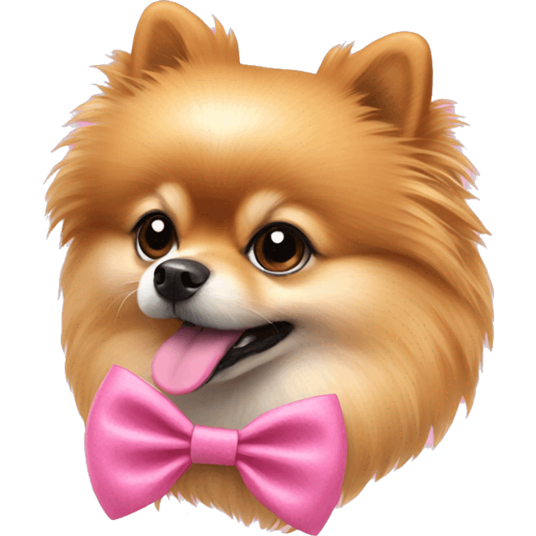 Pomeranian wearing a pink bow emoji