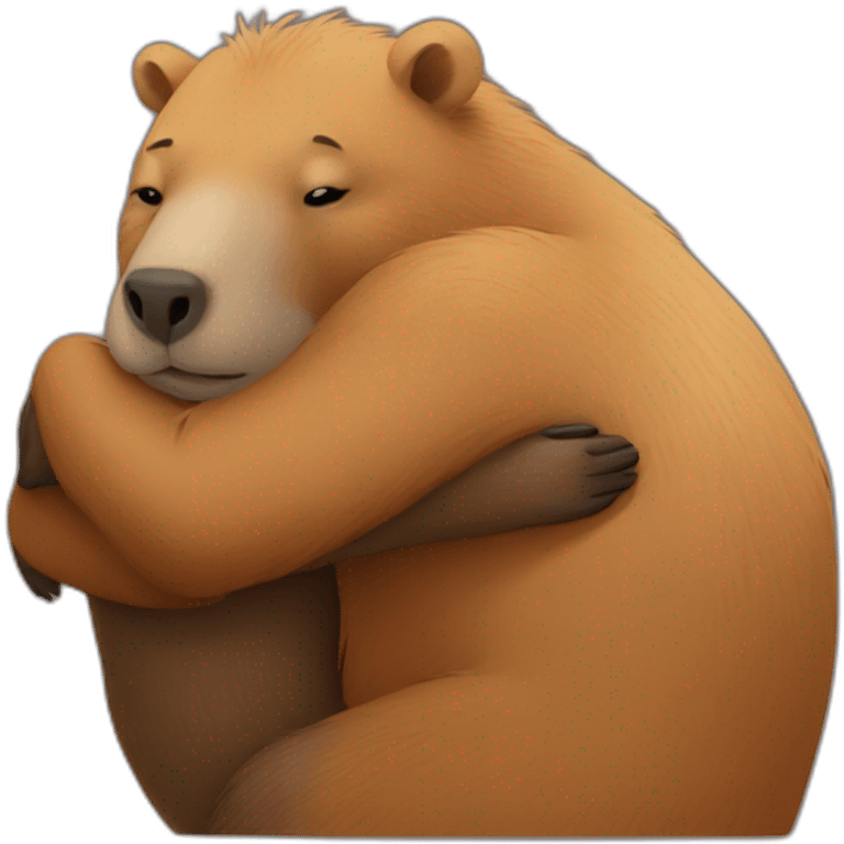 Bear hugs capybara emoji