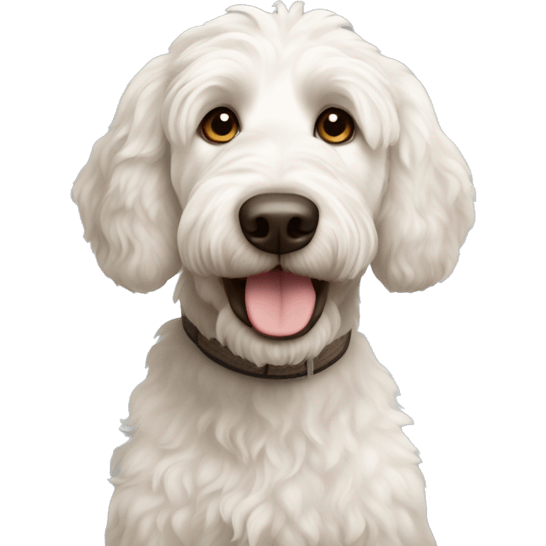 Labradoodle White dog with dark brown ears  emoji