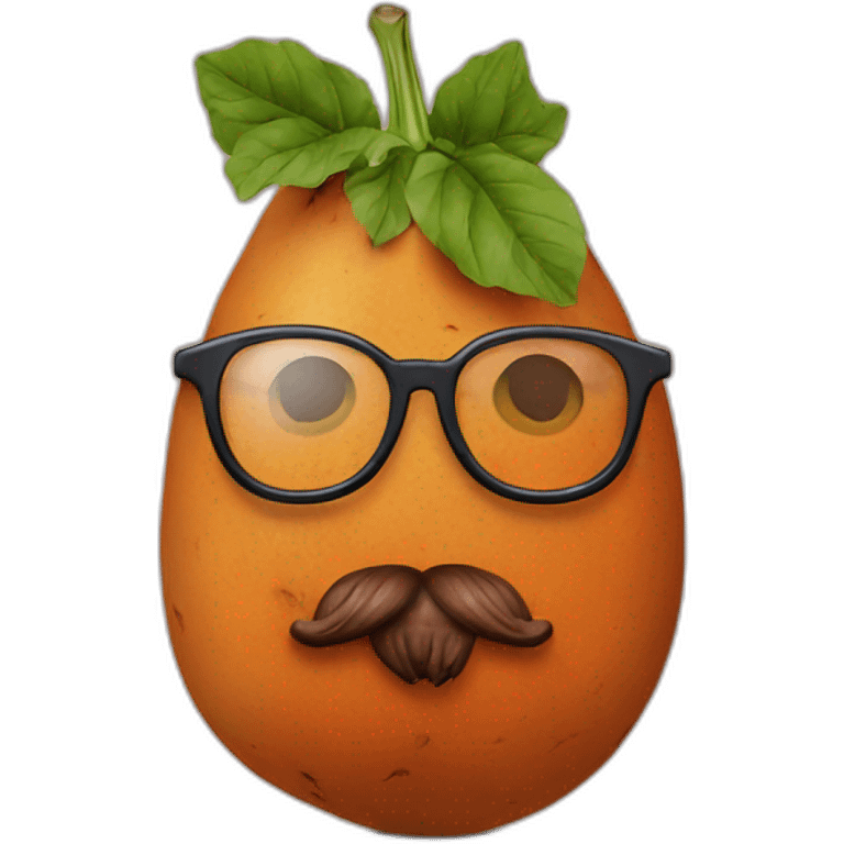 sweet potato with glasses and a beard emoji