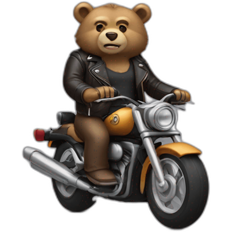 bear wearing a leather jacket on a motorcycle emoji