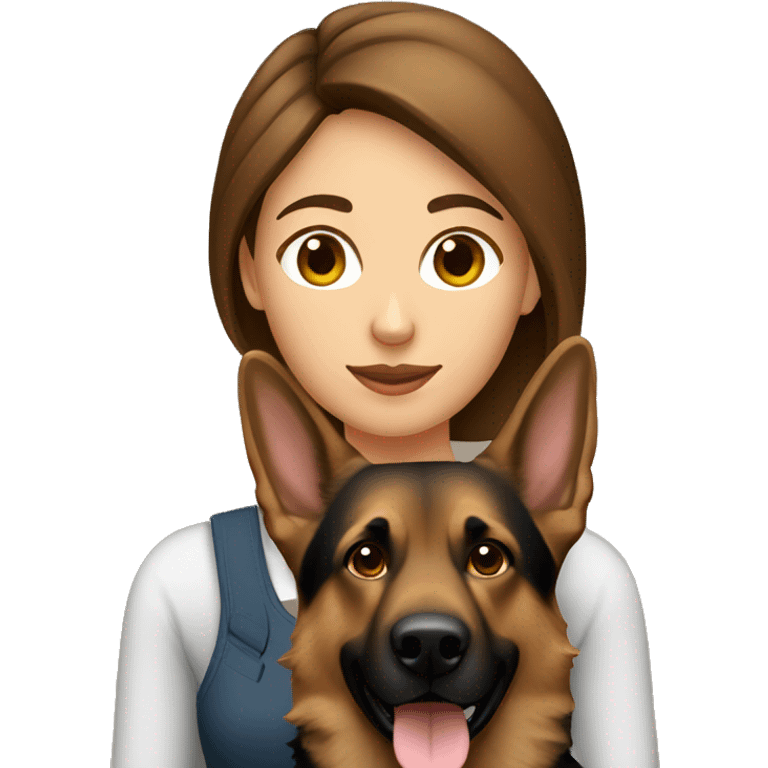 Brown hair woman with German shepherd emoji