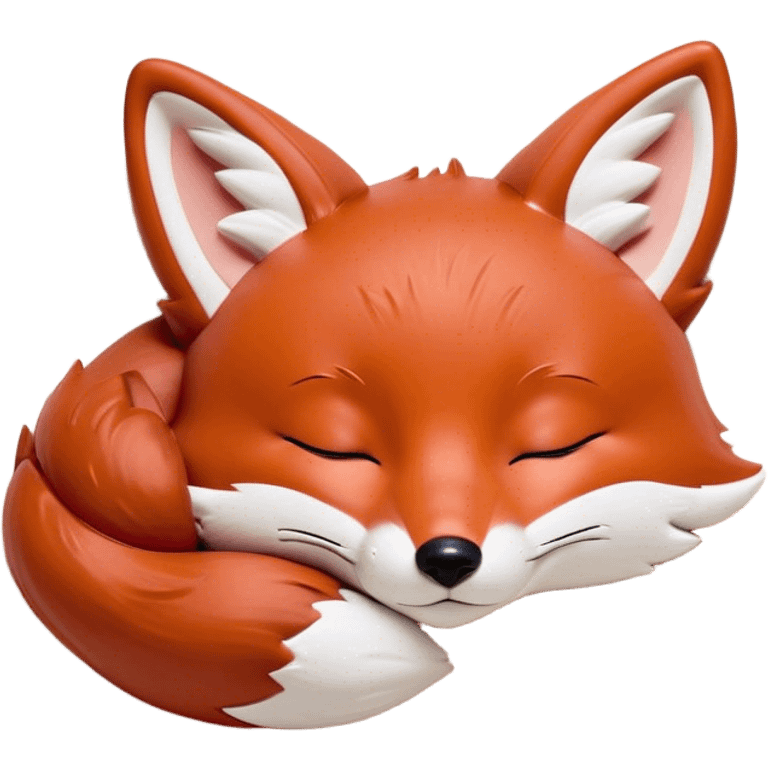 Meme-Worthy Cute Sleeping Fox Portrait Emoji, Head resting peacefully with a contented smile, showcasing a lithe build and a luxuriously soft red Fur with gentle white accents, eyes shut in a serene, restful nap, Simplified yet hilariously adorable features, highly detailed, glowing with a soft, drowsy light, high shine, relaxed and utterly lovable, stylized with an air of playful laziness, bright and heartwarming, soft glowing outline, capturing the essence of a comically sleepy fox, so meme-worthy it feels like it could instantly become the next viral sensation of adorable woodland slumber! emoji