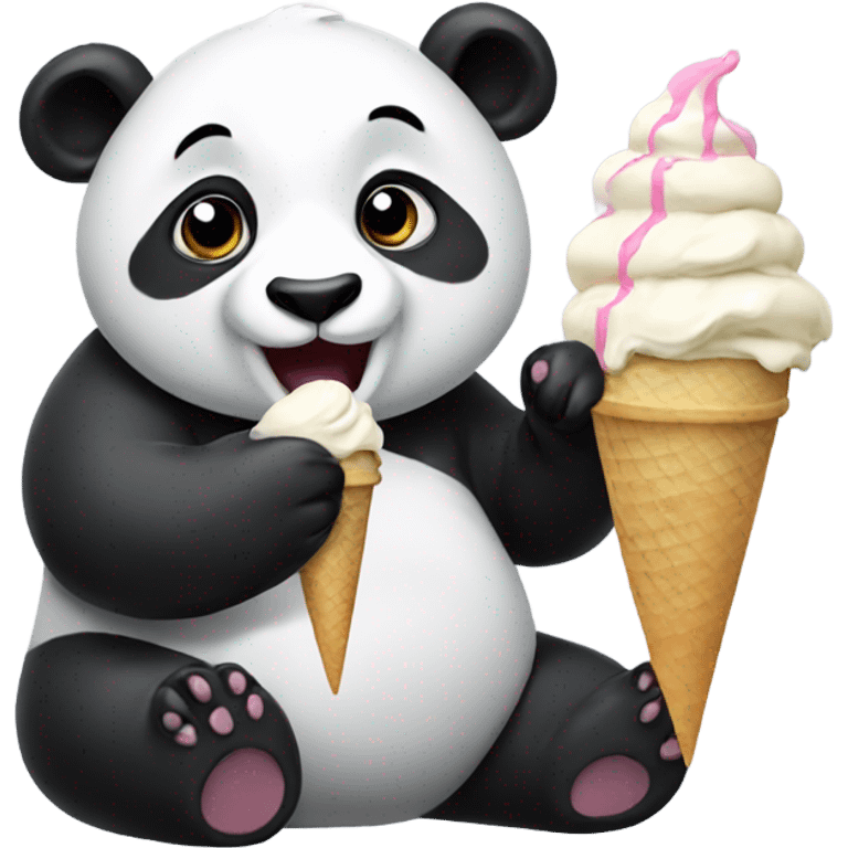 Panda eating ice cream emoji