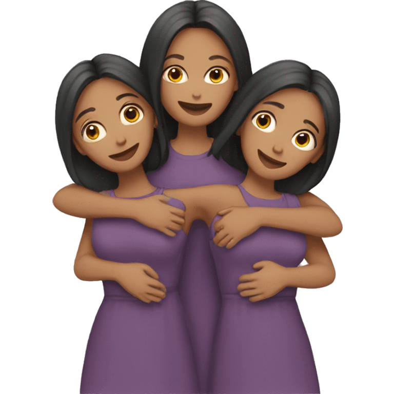 Three sisters hug emoji