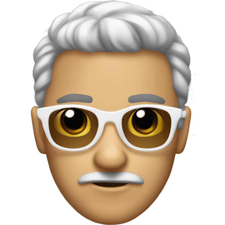 con gafas blancas y cabello cafe hasta las orejas como el wonja de deep emoji