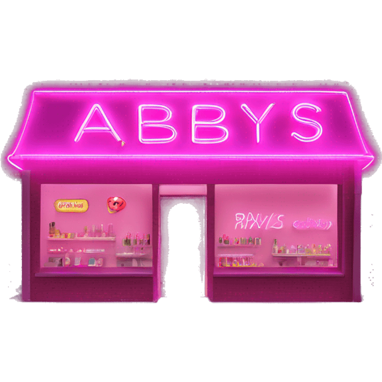 Pink neon sign that says “Abby’s Nail Bar” emoji