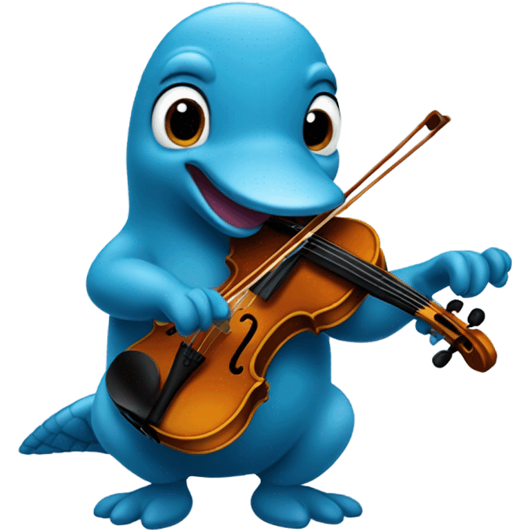 Blue Platypus playing violin emoji