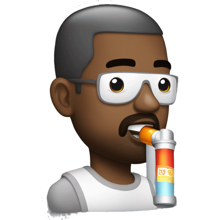 Kanye west with a flavored nitrous oxide canister emoji