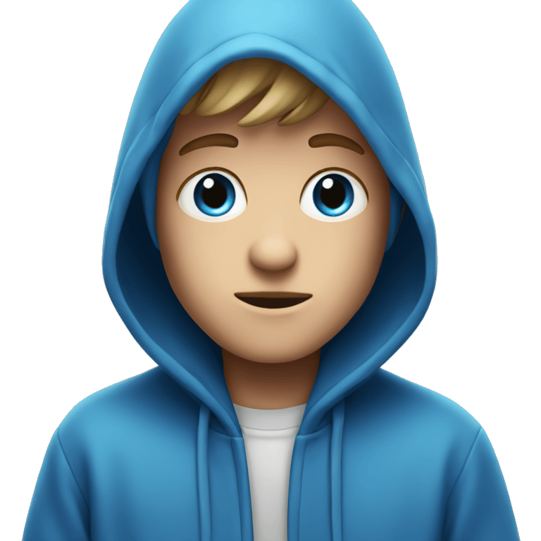 hooded boy in focus blue eyes emoji