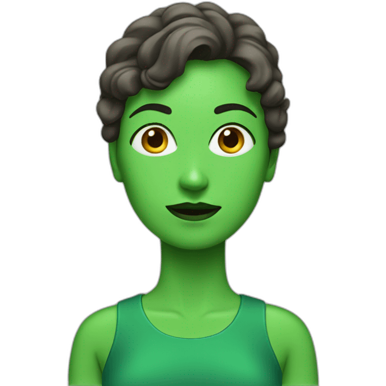 woman with very large green emoji